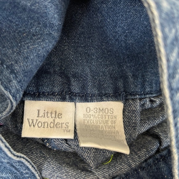 Little Wonders Denim Floral Cherry Romper Baby Girl 0-3M Blue Embroidered Bows - Picture 6 of 6